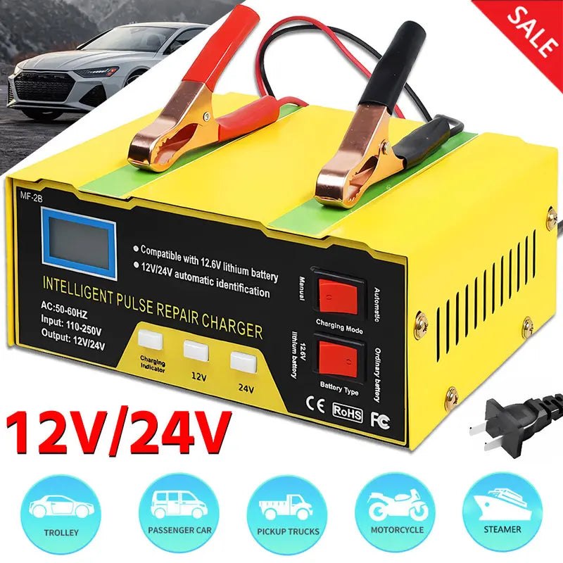 AutoPro Auto Punjač Akumulatora 12V/24V – Automatski Smart Charger
