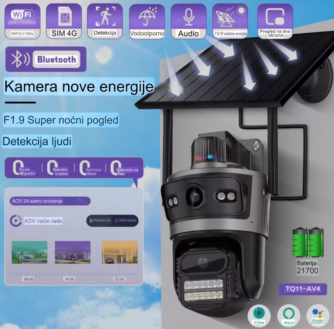 8MP 4G Wi-Fi Spoljna Sigurnosna Kamera sa SIM Karticom