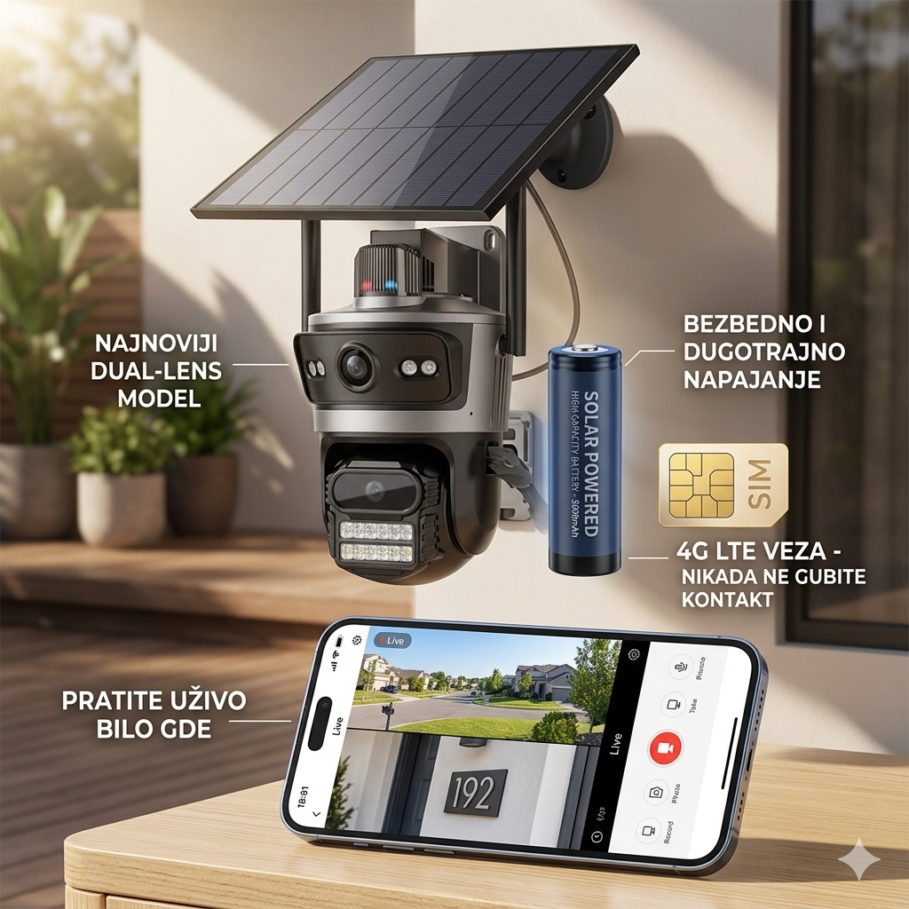 8MP 4G Wi-Fi Spoljna Sigurnosna Kamera sa SIM Karticom